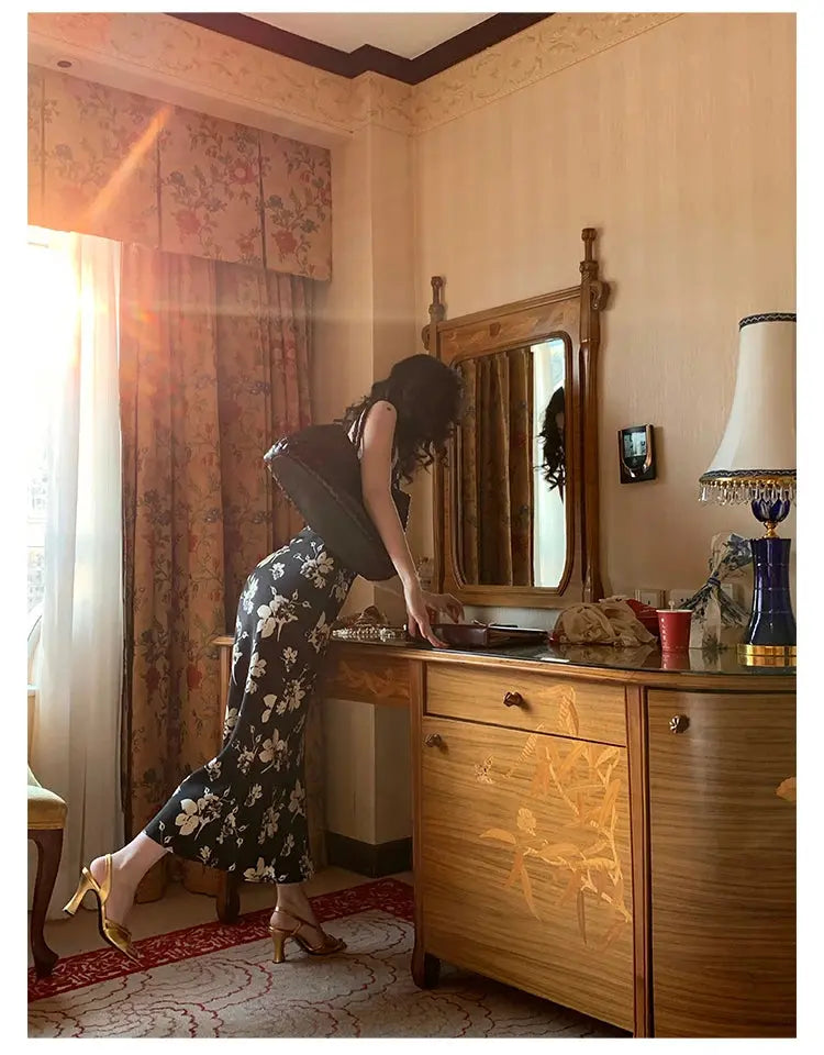 Vintage Printed Long Dress fashionnsio