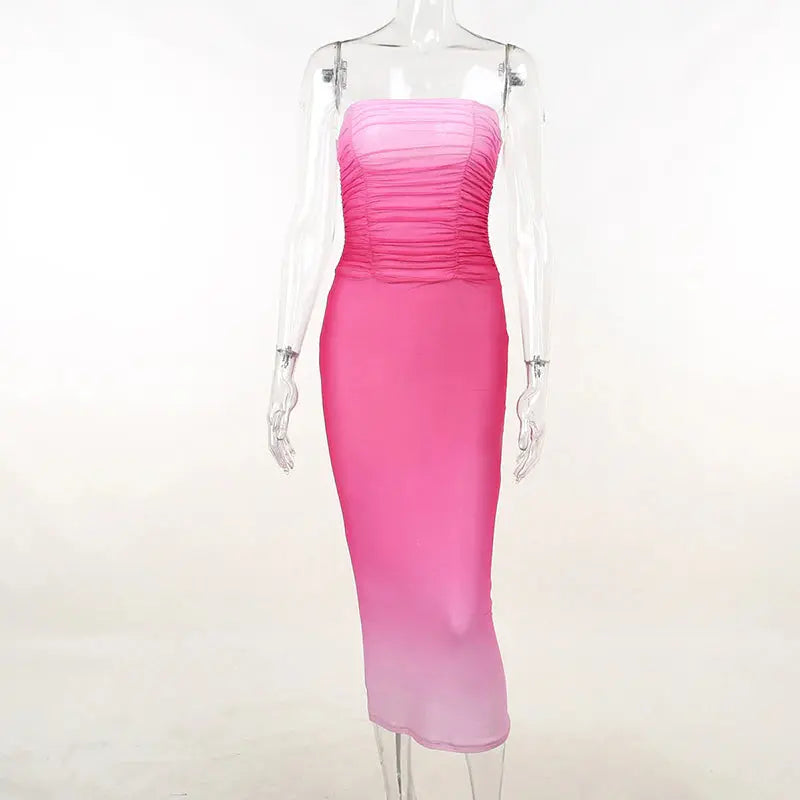 Pink Gradient Tube Dress fashionnsio