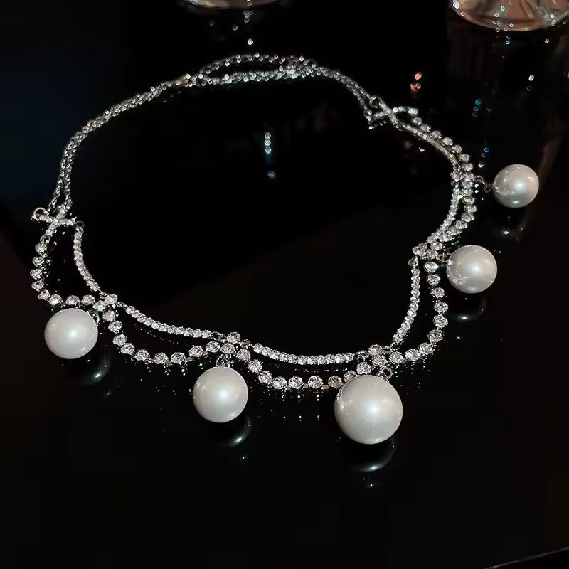 Royal Pearl Diamond Necklace - Fashionnsio