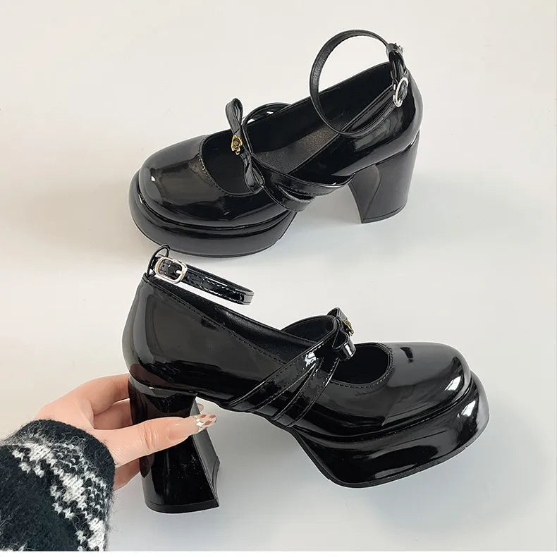 Patent Leather Mary Jane Heels - Fashionnsio