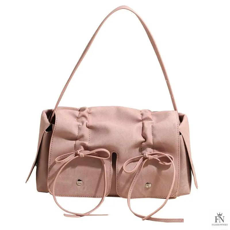Bow Pleated Drawstring Shoulder Bags - Fashionnsio