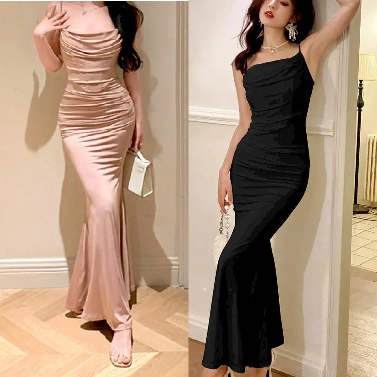 Pleated Bodycon Mermaid Dress fashionnsio