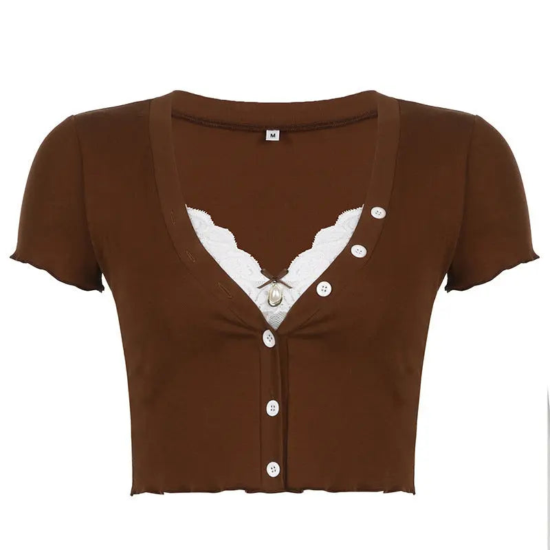 Two-piece Button Crop Top fashionnsio