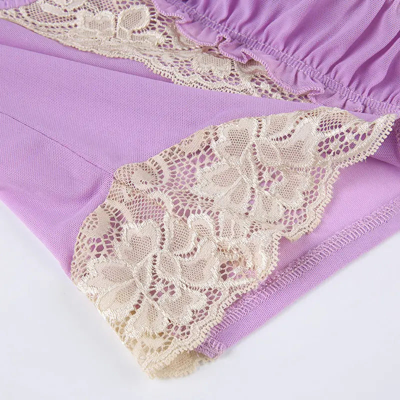 Lace Mesh Patchwork Coquette Corset Top fashionnsio