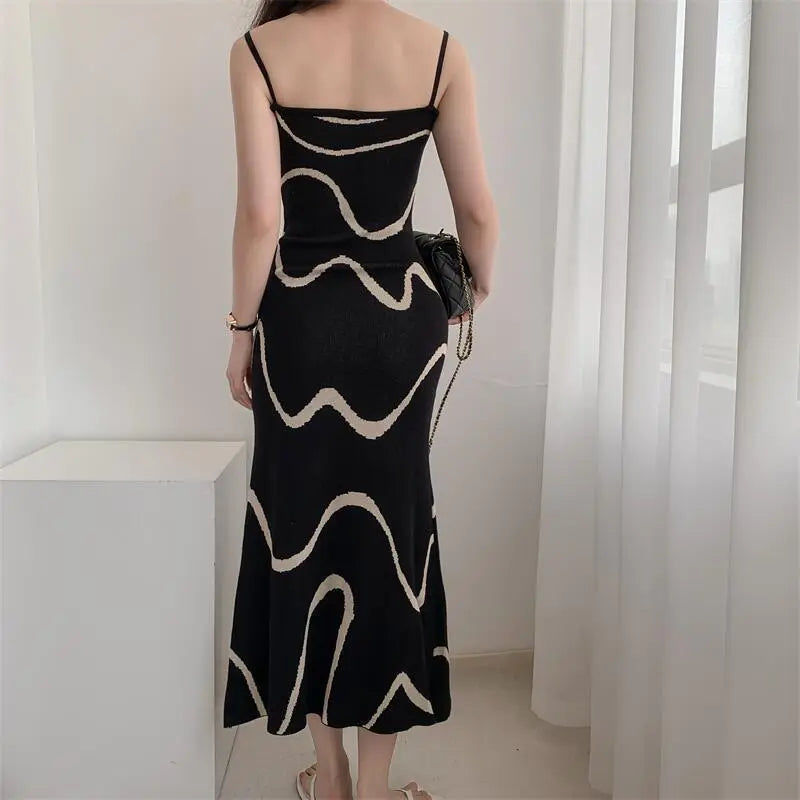 Knitted Wave Pattern Dress fashionnsio