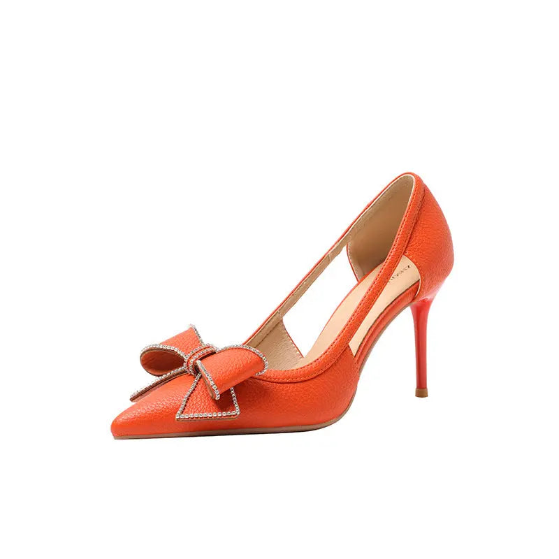 Diamond Bowknot Hollow Out Heels fashionnsio