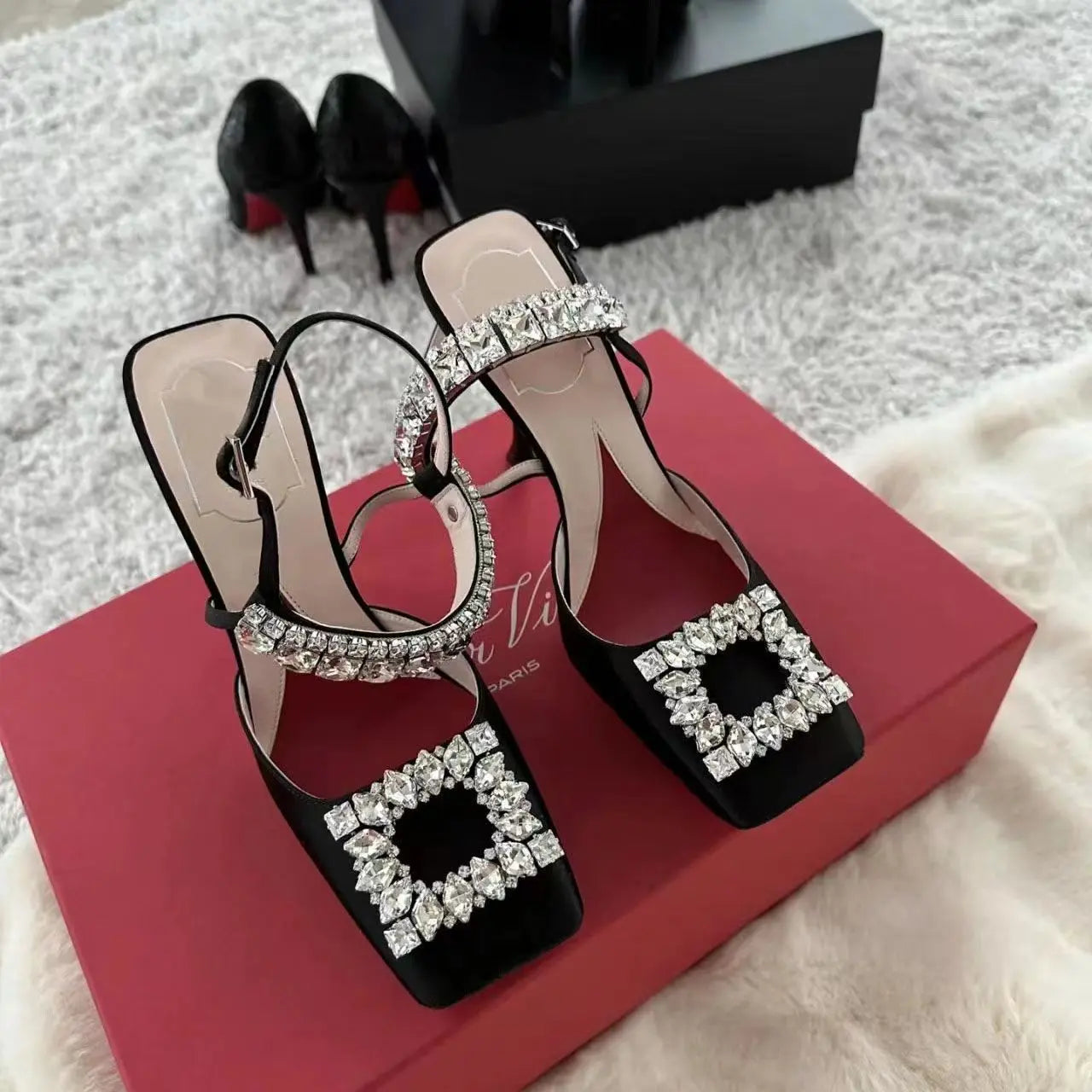 Water Diamond Square High Heel fashionnsio
