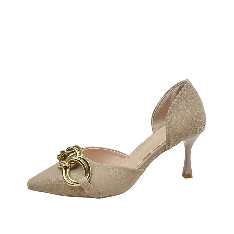 French Pointed Metal Decor heel fashionnsio