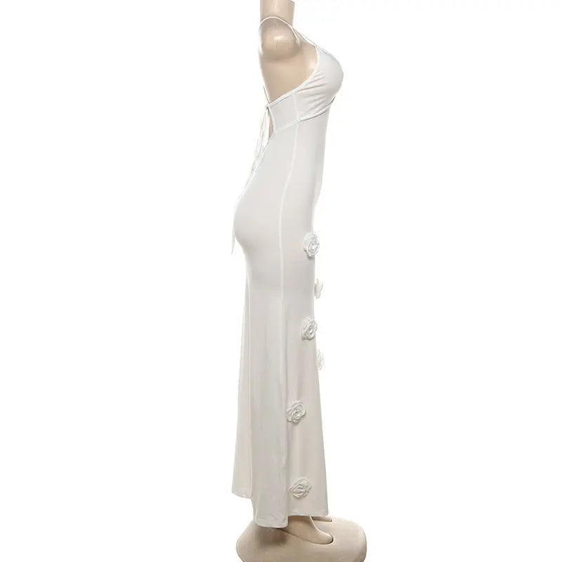 3d Floral Knitted Backless Long fashionnsio