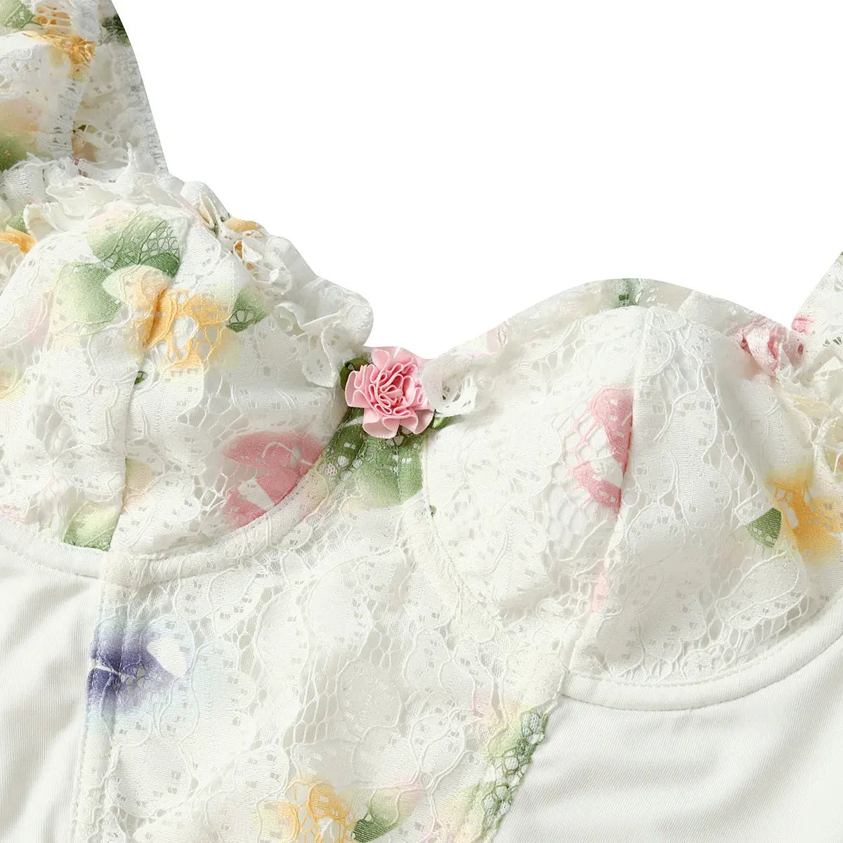 Floral Lace Puff Sleeve Corset Top fashionnsio