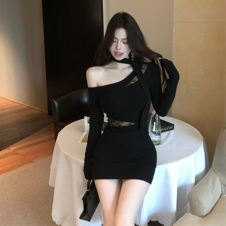 Off Shoulder Lace Scarf Dress - Fashionnsio