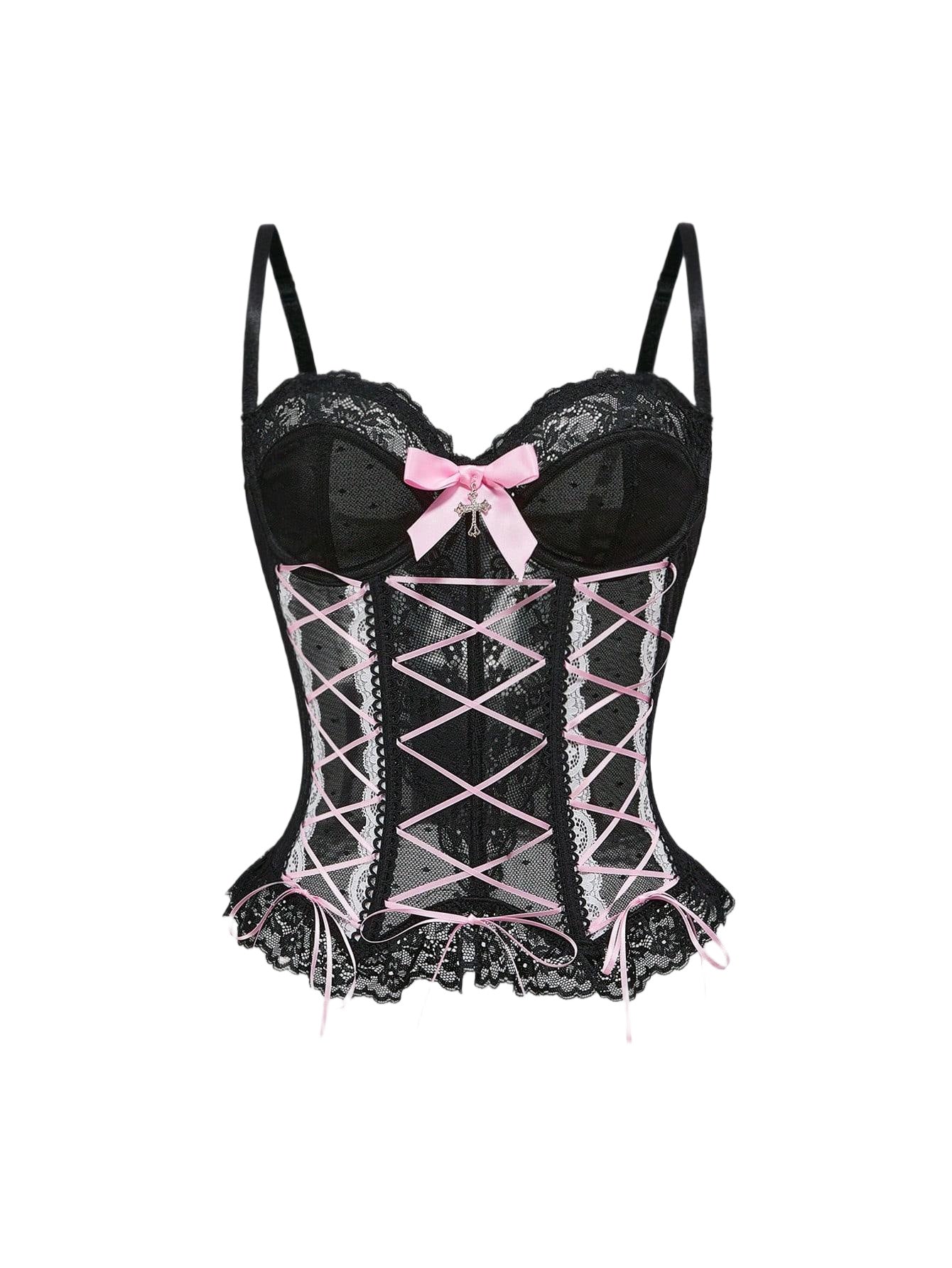 Lace Bow Corset Top fashionnsio