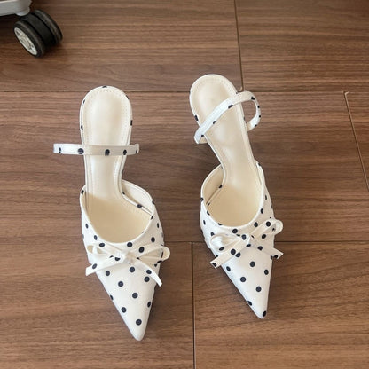 Polka Dot Pointed Heels - Fashionnsio