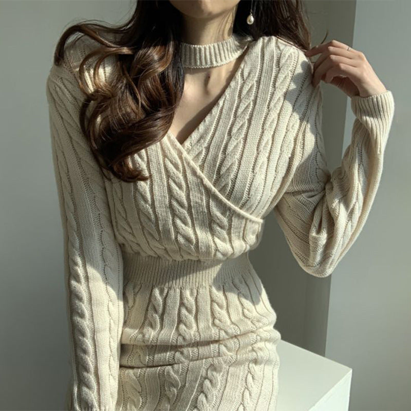 Two Style Split Knit Sweater Dress