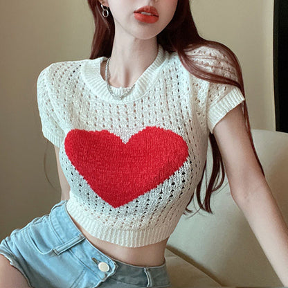 Heart Hollow-out Knitted Top