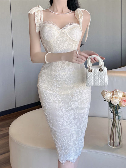 White Lace Embroidery Dress