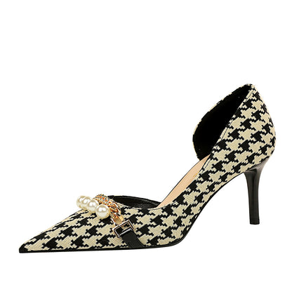 Pearl Checkered Grains Heels