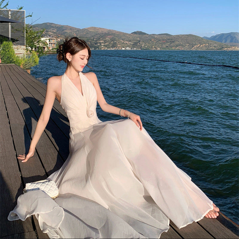 Halter Floral Maxi Dress - Fashionnsio