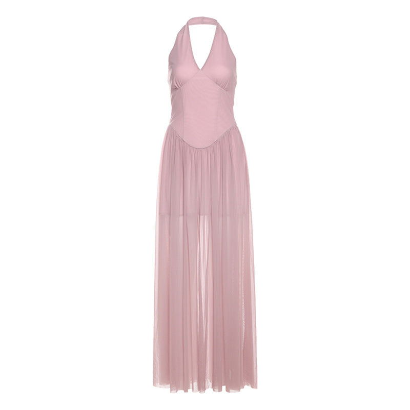 Halter Flared Evening Gown fashionnsio