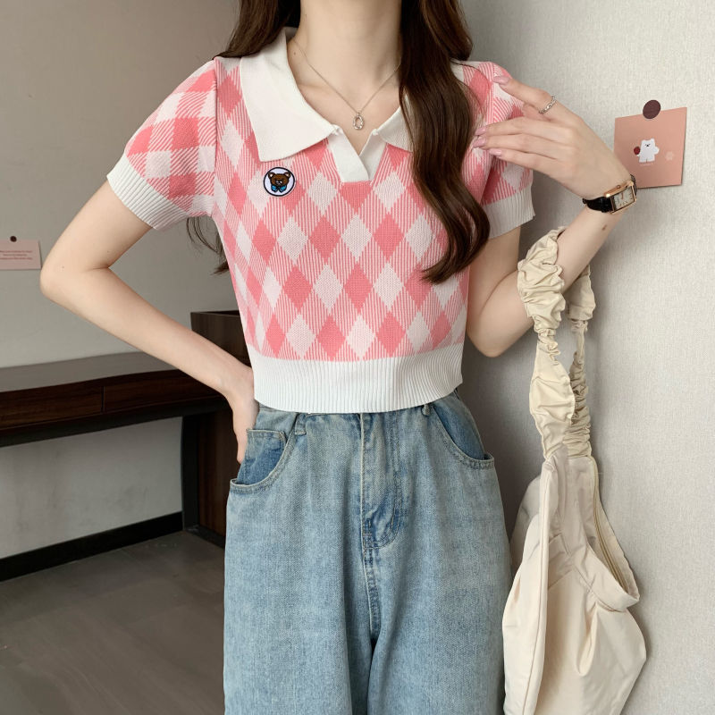 Polo Silk Knitted Crop Top