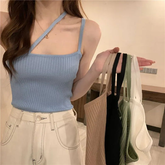 One Shoulder Knitted Top fashionnsio