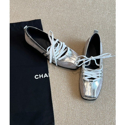 Lace Up Ballet Flats - Fashionnsio