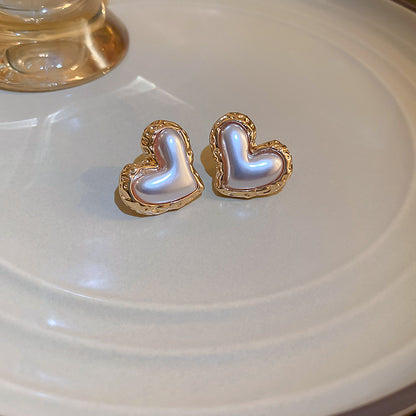 Gold Plated Heart Stud Earrings fashionnsio