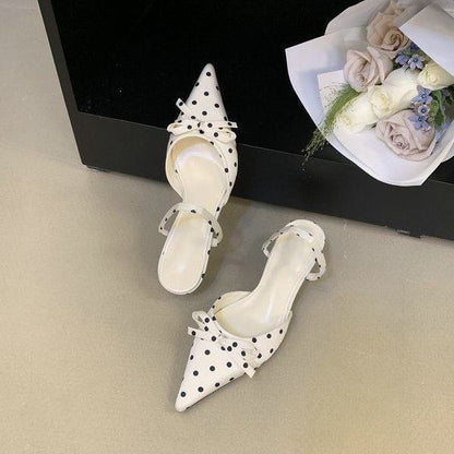 Polka Dot Pointed Heels - Fashionnsio