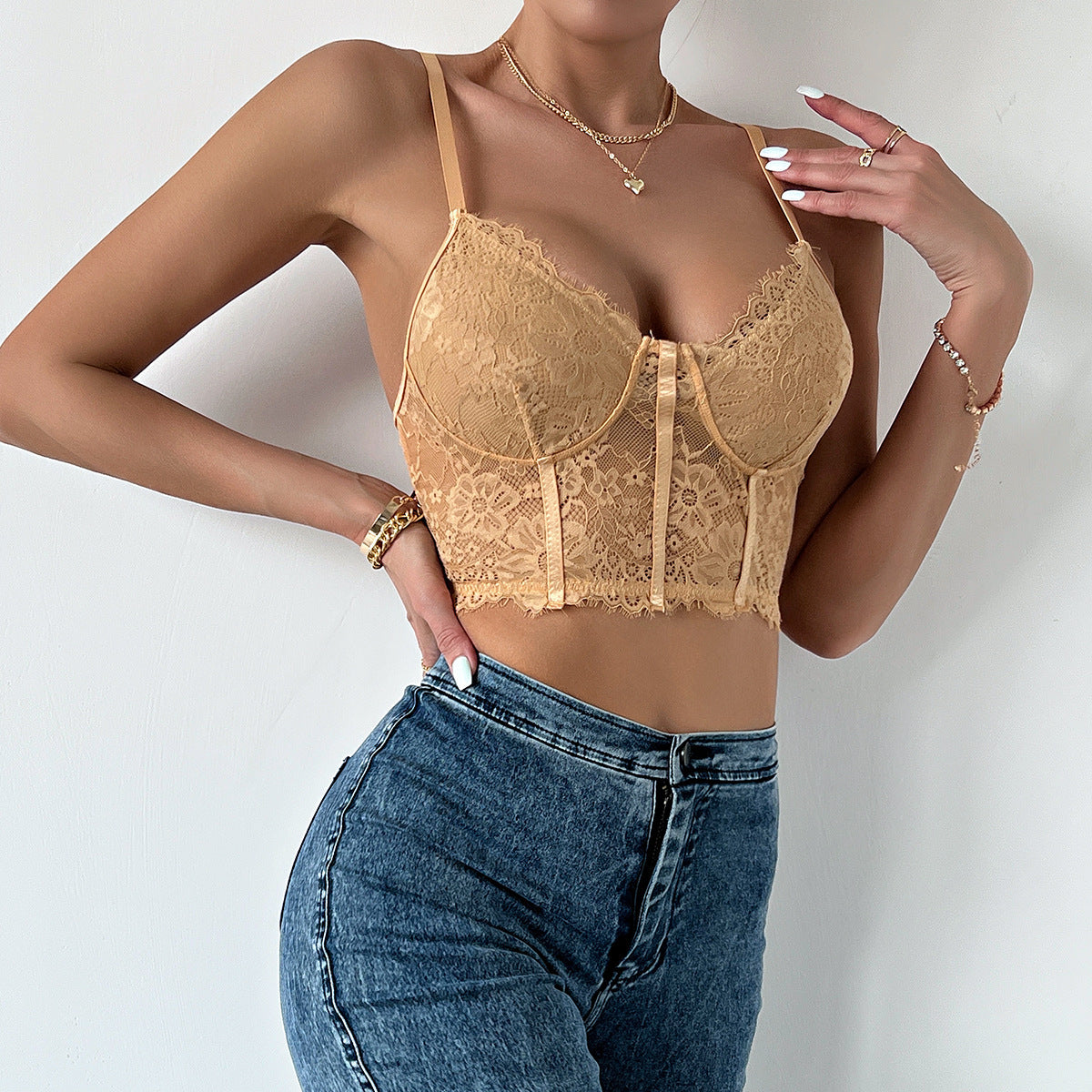 Lace Mesh Corset Top fashionnsio