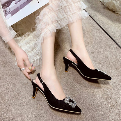 Diamond Square Buckle Heels