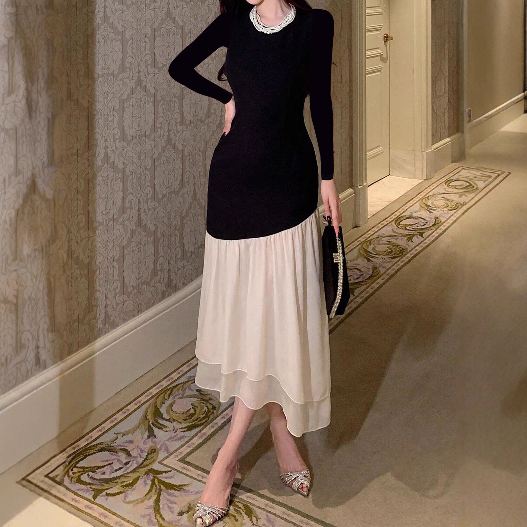 Mesh Fit & Flare Maxi Dress - Fashionnsio