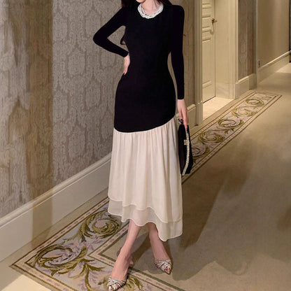 Mesh Fit & Flare Maxi Dress - Fashionnsio