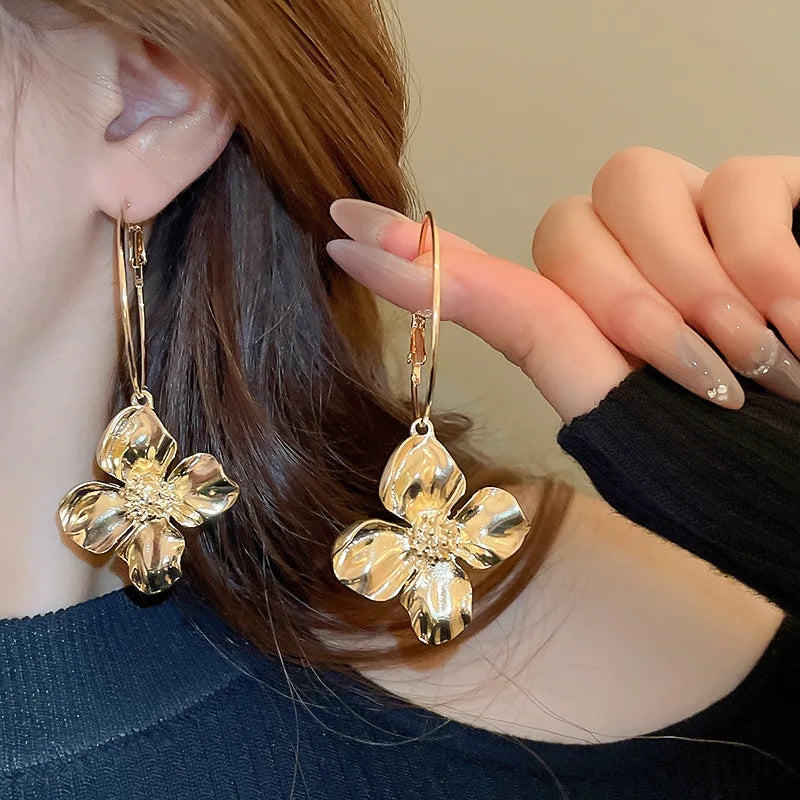 Big Hoop Flower Earrings fashionnsio