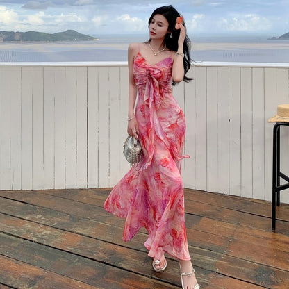 Floral Ruffle Long Gown Dress