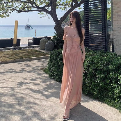 Waist Slimming Layered Maxi Dress - Fashionnsio