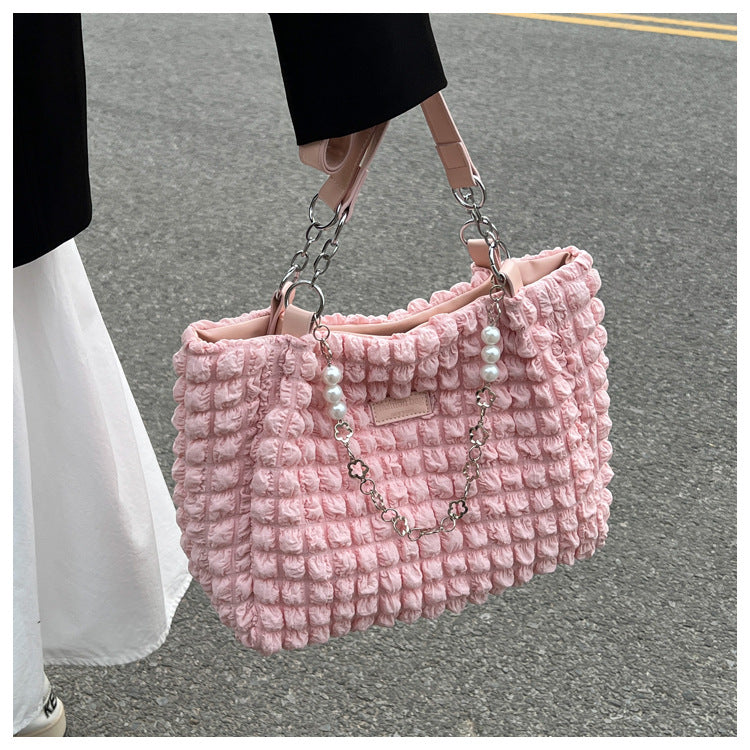 Pleated Bubble Tote Shoulder Bags