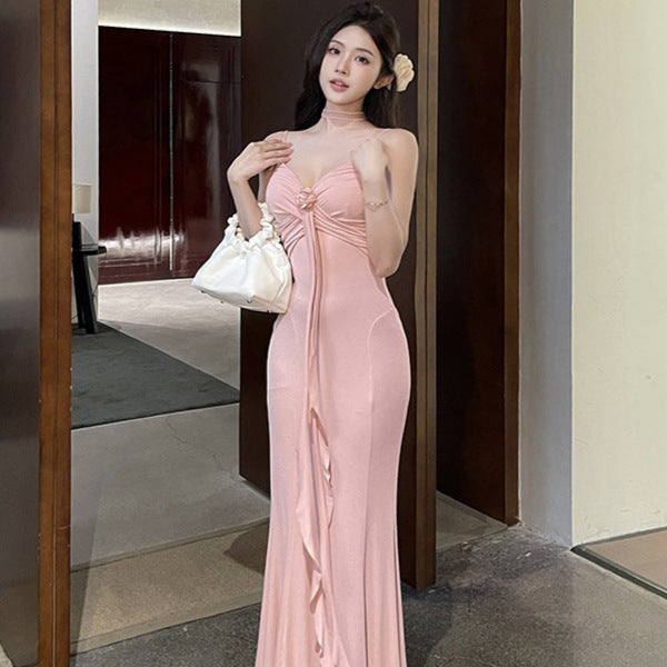 Ruffle Rose Bodycon Long Dress