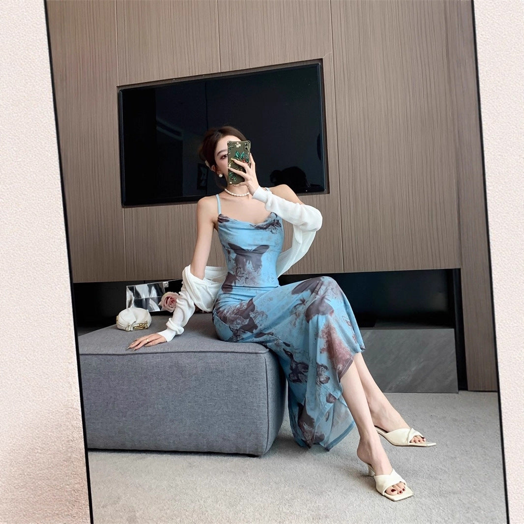 Butterfly Pattern Maxi Dress - Fashionnsio