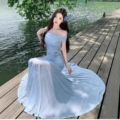 Off Shoulder Floral Mermaid Dress - Fashionnsio