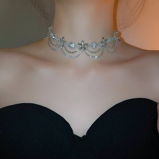 Flower Diamond Choker Necklace