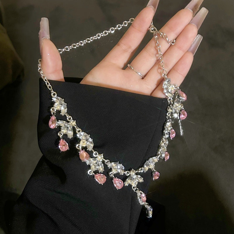 Teardrop Gemstone Diamond Necklace - Fashionnsio