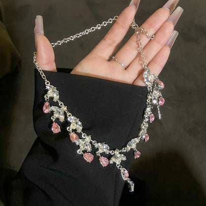 Teardrop Gemstone Diamond Necklace - Fashionnsio