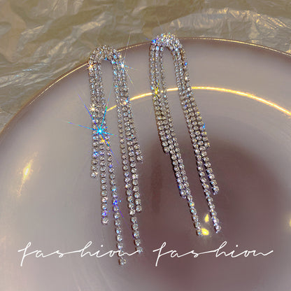 Long Full Rhinestone Statement Earrings fashionnsio