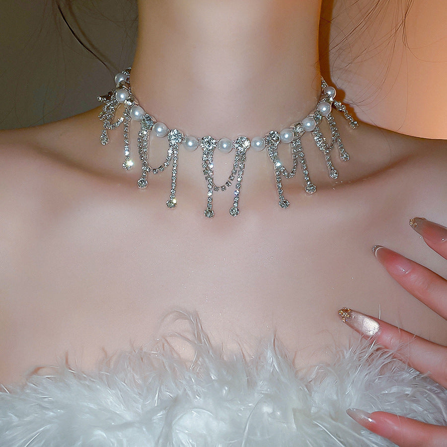 Diamond Tassel Choker Necklace - Fashionnsio