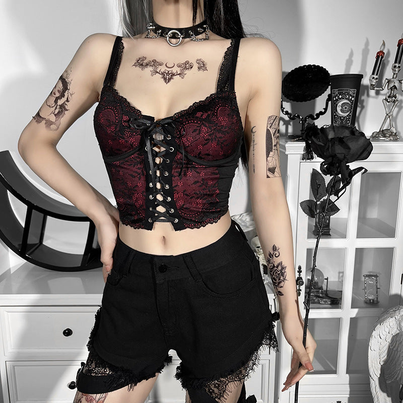 Lace Up Printed Corset Top