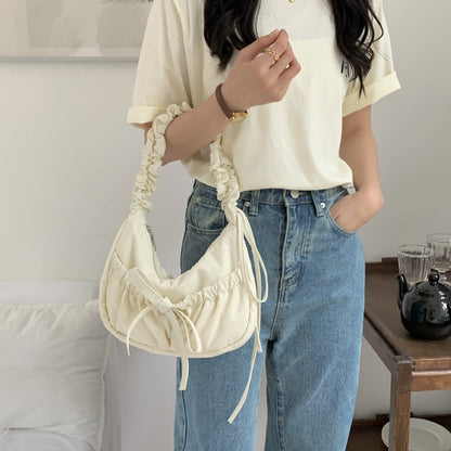 Bow Drawstring Pleated Shoulder Bags