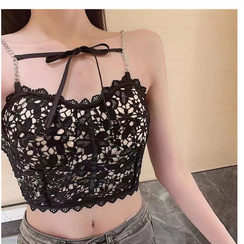 Lace Bow Chain Crop Top