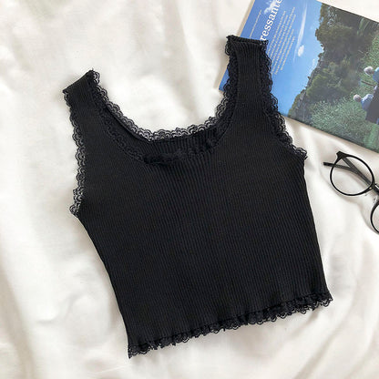 Knitted Lace Crop Tank Top