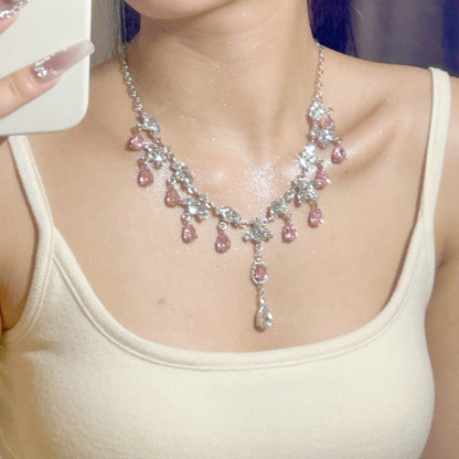 Teardrop Gemstone Diamond Necklace - Fashionnsio
