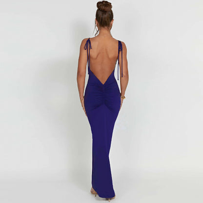 Slim Fit Straps Backless Dress